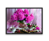 Broderie Diamant Bouquet de Fleurs Roses et Cerises cadre