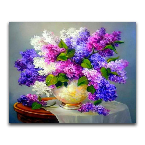 Broderie Diamant Bouquet de Lilas Violets