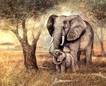 Broderie Diamant elephant et son Petit