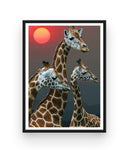 Broderie Diamant Girafes et Soleil Couchant Cadre