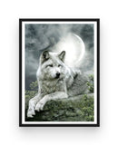 Broderie Diamant Loup Blanc Puissant Cadre