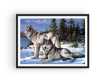 Broderie Diamant Loups d'Alaska Cadre