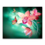 Broderie Diamant Orchidee Rose et Papillon