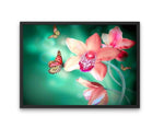 Broderie Diamant Orchidee Rose et Papillon cadre