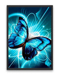 Broderie Diamant Papillon Bleu electrique cadre