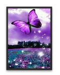 Broderie Diamant Papillon Violet dans la Nature cadre