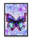 Broderie Diamant Papillon Violet et Petales cadre