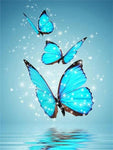 Broderie Diamant Papillons Bleus Etincelants