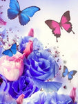 Broderie Diamant Papillons et Bouquet de Roses
