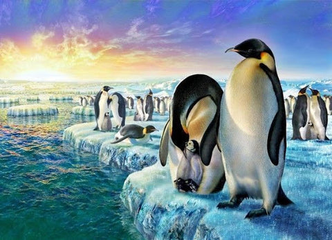 Broderie Diamant Pingouins sur la banquise