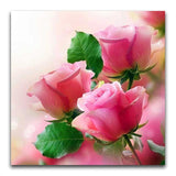 broderie diamant bouquet de roses rose bonbon