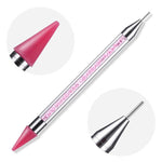stylo double tete rose broderie diamant