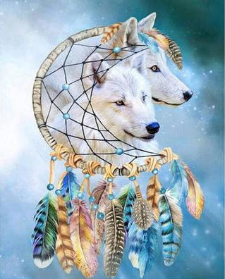 Broderie Diamant Loup Attrape Reve