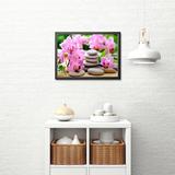 broderie diamant bouquet orchidees roses et galets zen decor