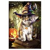 broderie diamant chaton sorciere halloween