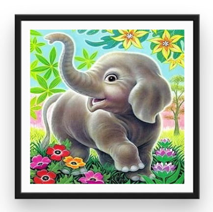 Broderie Diamant Eléphant Mignon Cadre