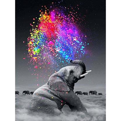 broderie diamant elephant multicolore