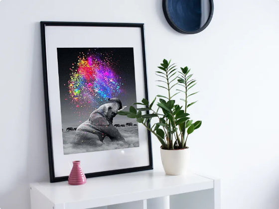 broderie diamant elephant multicolore decor