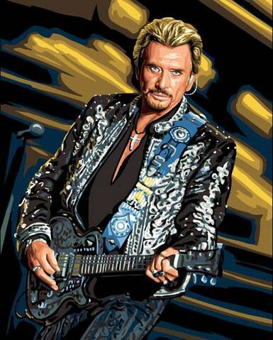 Broderie Diamant Johnny Hallyday Guitare 