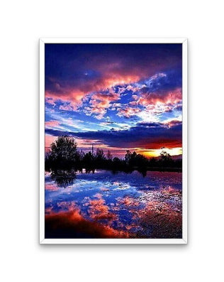 broderie diamant reflet du ciel rose cadre