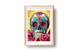 broderie diamant tete de mort coloree cadre