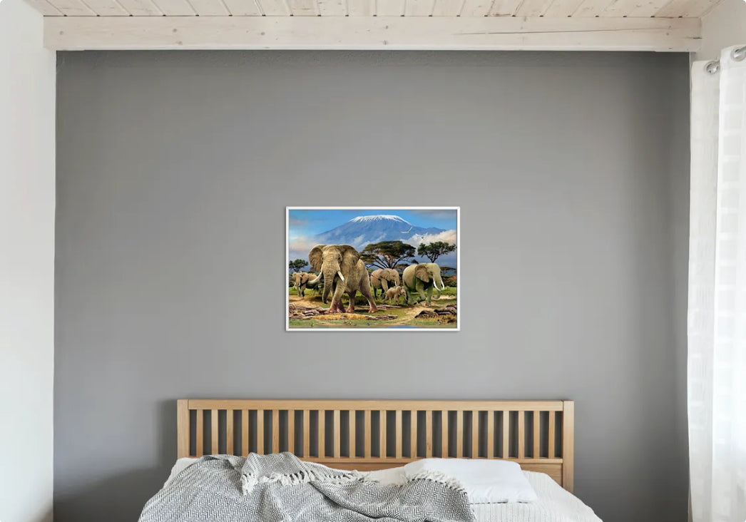 Broderie Diamant Troupeau D'Éléphants Décor