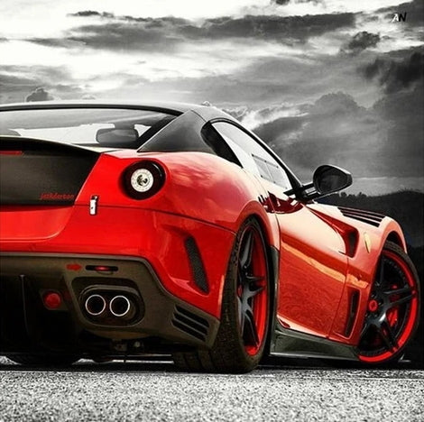 Broderie Diamant Voiture Rouge de Sport 